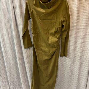 Zara Green Cowl Neck Long Sleeve Sheath Dress